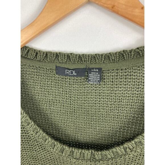 RDI Green Stripe Knit Sweater Size Large - Picture 3 of 6